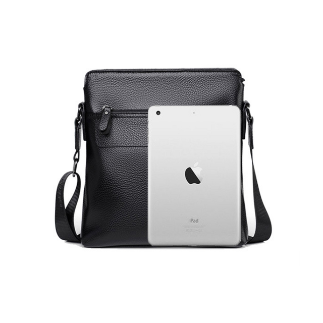 Sac bandoulière en cuir véritable pour hommes, sac à bandoulière en cuir de vachette pleine fleur, sac messager décontracté de grande capacité