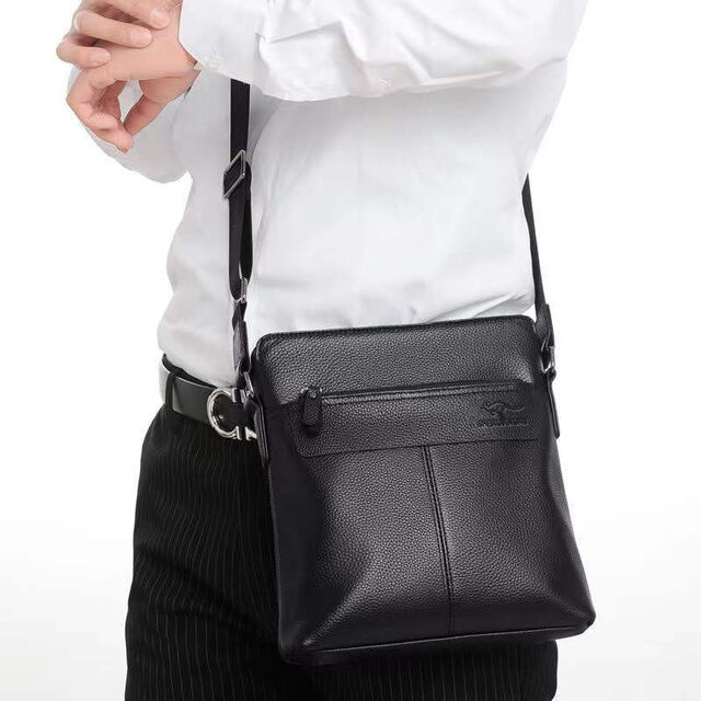 Sac bandoulière en cuir véritable pour hommes, sac à bandoulière en cuir de vachette pleine fleur, sac messager décontracté de grande capacité