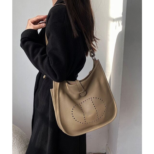 Sac fourre-tout en cuir véritable avec large bandoulière, sac à bandoulière ajouré pour femmes, sac à bandoulière décontracté