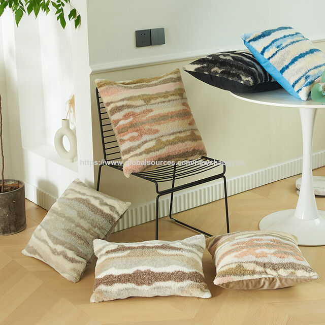 Fundas de Cojín de Lana Corta Súper Suave Estilo Boho, Fundas de Almohada Decorativas con Textura Naranja Taupe