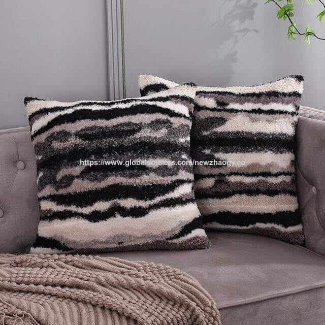 Fundas de Cojín de Lana Corta Súper Suave Estilo Boho, Fundas de Almohada Decorativas con Textura Naranja Taupe