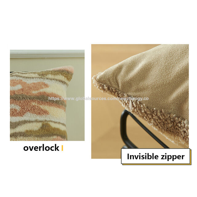 Fundas de Cojín de Lana Corta Súper Suave Estilo Boho, Fundas de Almohada Decorativas con Textura Naranja Taupe