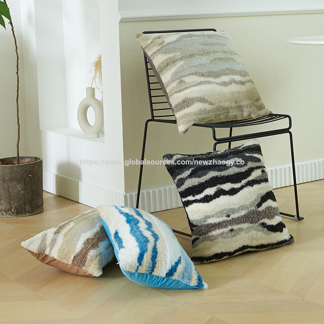 Fundas de Cojín de Lana Corta Súper Suave Estilo Boho, Fundas de Almohada Decorativas con Textura Naranja Taupe