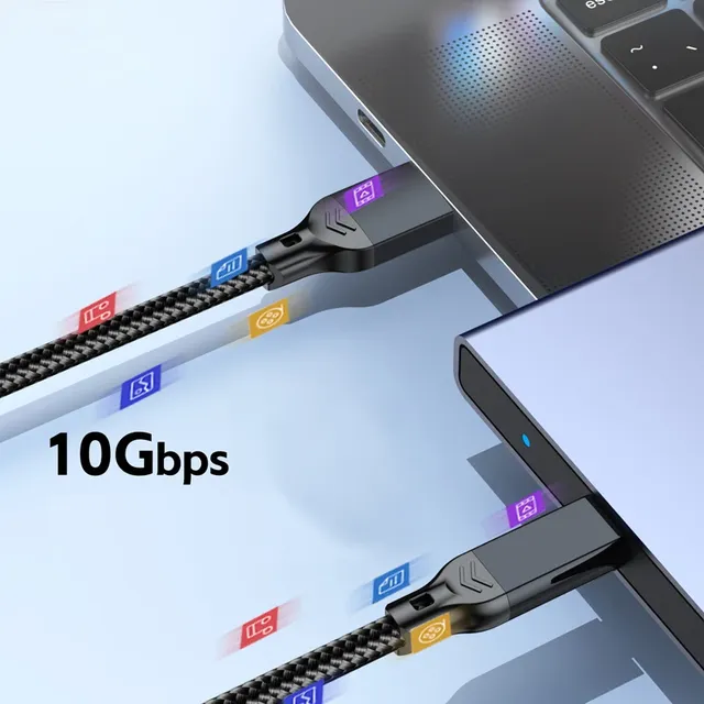 Cable USB 3.2 / 3.1 Gen2 de 10 Gbps USB-A a Tipo C, Cable de Transferencia de Datos USB-C, Carga Rápida QC 3.0 de 60W para HUB USB, Caja SSD, Cable