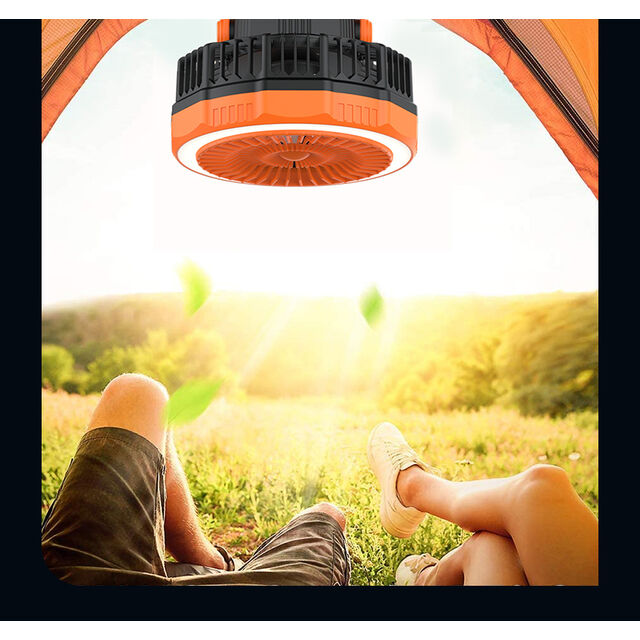 Ventilador de Camping Recargable de 20000mAh con Luz LED, Ventilador Portátil para Tienda de Campaña con Linterna y Gancho para Colgar, Ideal para Camping