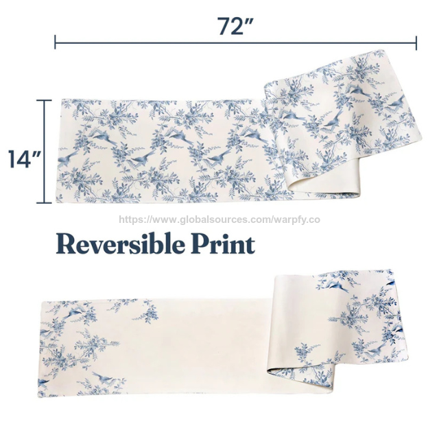 Camino de Mesa de Sarga de Algodón 100% con Impresión Personalizada a Precio de Fábrica, 35x183 cm, Decoración de Mesa de Comedor - OEM/ODM Personalizable Disponible