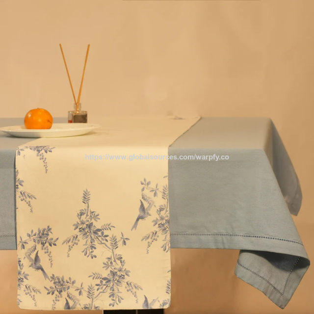 Chemin de Table en Sergé de Coton 100 % Imprimé sur Mesure au Prix d'Usine, 35x183 cm, Décoration de Table, Table à Manger - OEM/ODM Personnalisable Disponible