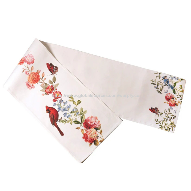 Camino de Mesa de Sarga de Algodón 100% con Impresión Personalizada a Precio de Fábrica, 35x183 cm, Decoración de Mesa de Comedor - OEM/ODM Personalizable Disponible