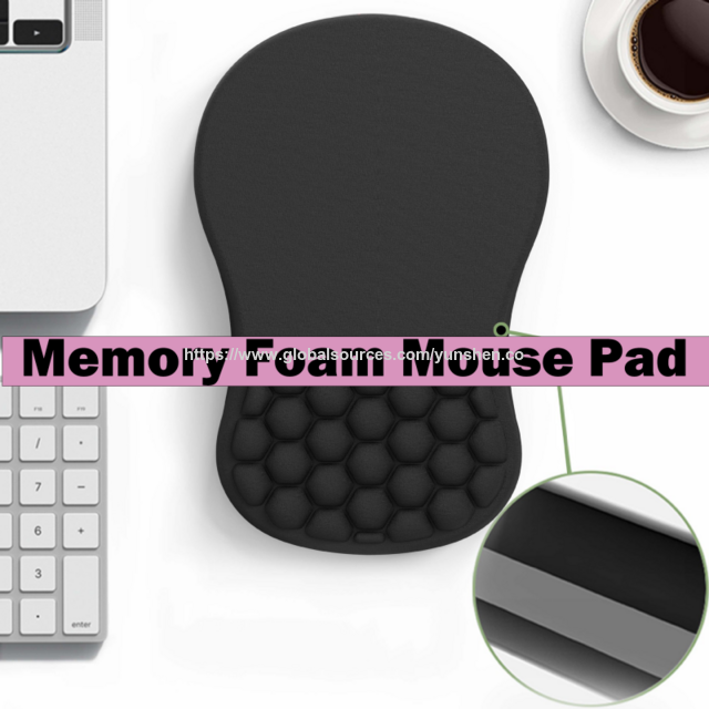 Alfombrilla de mesa ergonómica de espuma viscoelástica personalizada con gel para aliviar el dolor del túnel carpiano, protuberancia de masaje y diseño de gel de memoria completa 2 en 1