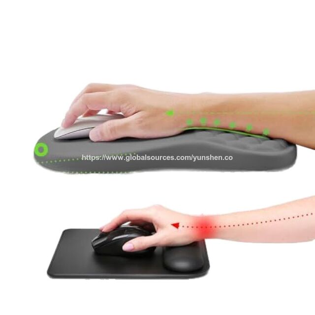 Alfombrilla de mesa ergonómica de espuma viscoelástica personalizada con gel para aliviar el dolor del túnel carpiano, protuberancia de masaje y diseño de gel de memoria completa 2 en 1