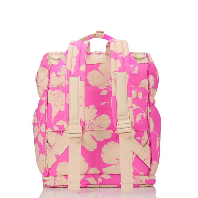 Mochila de maternidade com estampa personalizada de flor de hibisco, nylon ripstop, compartimento para sapatos, mochila de fraldas para mãe para viagem