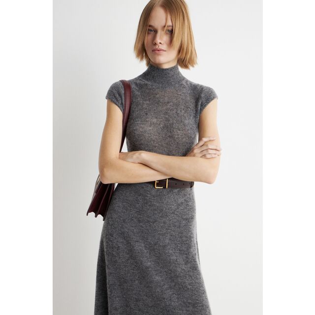 Robe Longue en Tricot de Laine Cachemire d'Hiver Personnalisée de Haute Qualité pour Femme - Robe Maxi Ajustée en Tricot