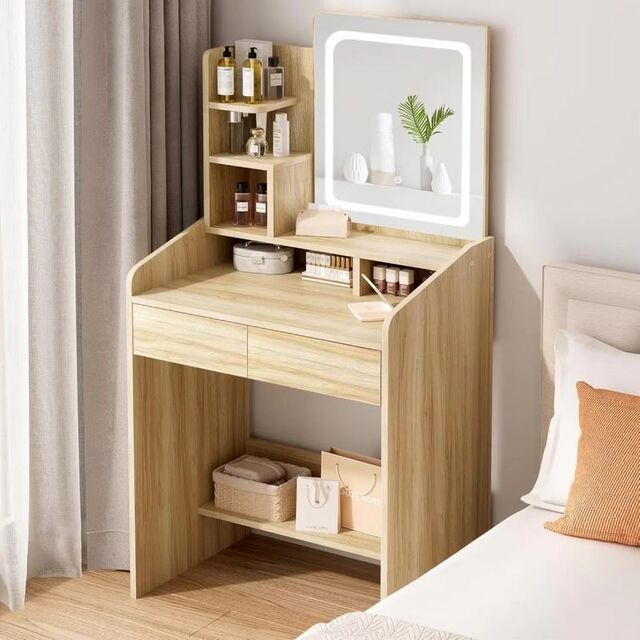 Meja Rias Kamar Tidur Kayu Modern dengan Laci, Meja Rias, Furnitur Hotel Putih, Meja Rias Rambut dengan Cermin