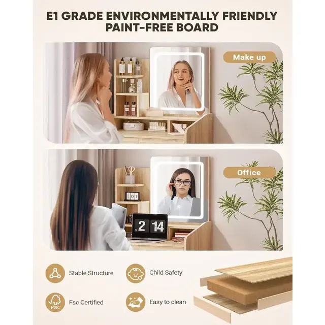 Meja Rias Kamar Tidur Kayu Modern dengan Laci, Meja Rias, Furnitur Hotel Putih, Meja Rias Rambut dengan Cermin
