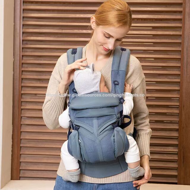 Babytrage mit allen Tragepositionen, Babytragetuch mit kühlendem Air-Mesh-Baumwoll-Hüftsitz