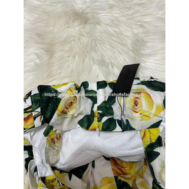 Großhandel Luxusmarke Mode Blumenmuster Damenbekleidung Freizeitkleid Damen Partykleider Gelb bedruckter Rock Top Qualität