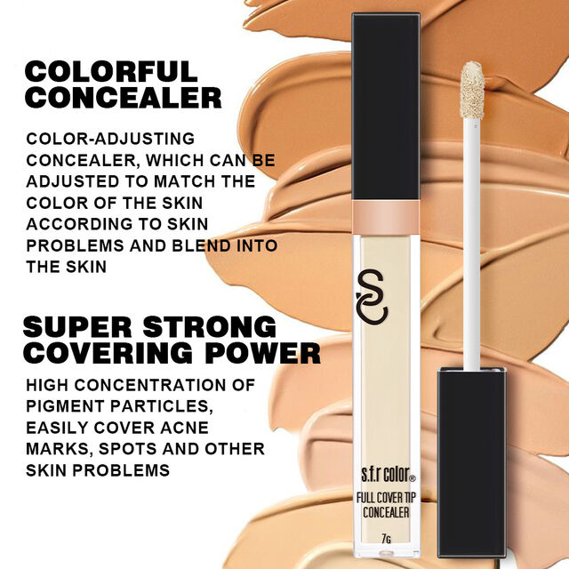 Corretivo Ajustável de Cor com Cobertura Total - Alto Pigmento para Marcas de Acne e Manchas, 12 Cores, Longa Duração, Cruelty-Free e Vegano