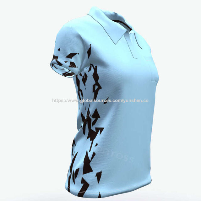 T-shirt Polo de Golf pour Femme en Polyester de Haute Qualité avec Broderie et Impression, Respirant, Manches Courtes, Sublimation Imprimée pour Femme