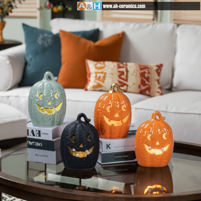 Halloween-Geschenk, Feiertagsdekoration, Keramikkürbis für Wohnkultur, Tisch für Ernte und Halloween
