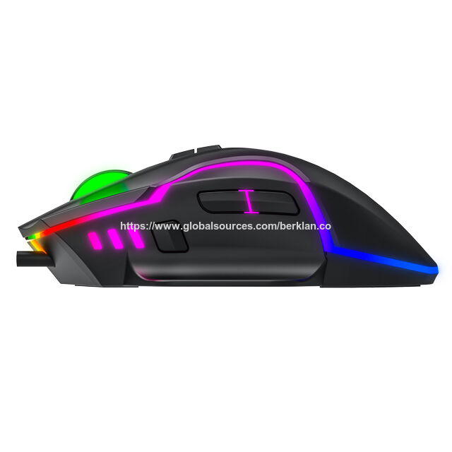 ماوس ألعاب RGB سلكي مع 8 مفاتيح قابلة للبرمجة، وإضاءة خلفية قابلة للتخصيص، وقبضة ABS مريحة محسنة لأجهزة الكمبيوتر المكتبية والمحمولة