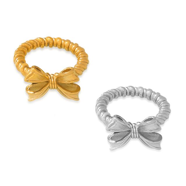 Ring im modischen Schleifendesign, einfache Geometrie, Kringel-Ring, vielseitiger Fingerring aus Edelstahl, vergoldet