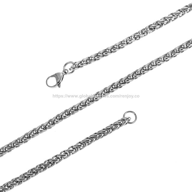 Cadenas de Trigo para Hombre y Mujer, 2/2.5/3/4/5 mm Tono Plateado/Chapado en Oro de 14K/Cadena de Collar Negra, Collar de Acero Inoxidable para Hombre