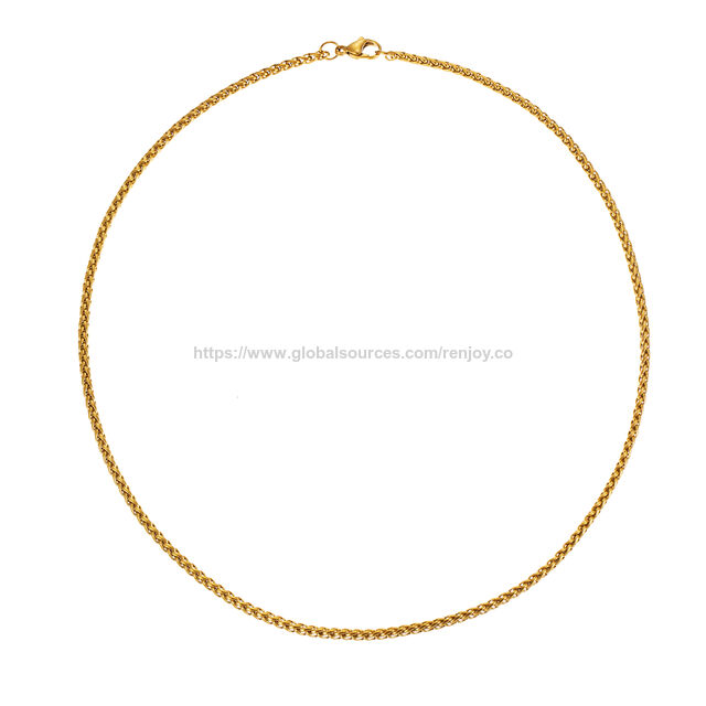 Cadenas de Trigo para Hombre y Mujer, 2/2.5/3/4/5 mm Tono Plateado/Chapado en Oro de 14K/Cadena de Collar Negra, Collar de Acero Inoxidable para Hombre