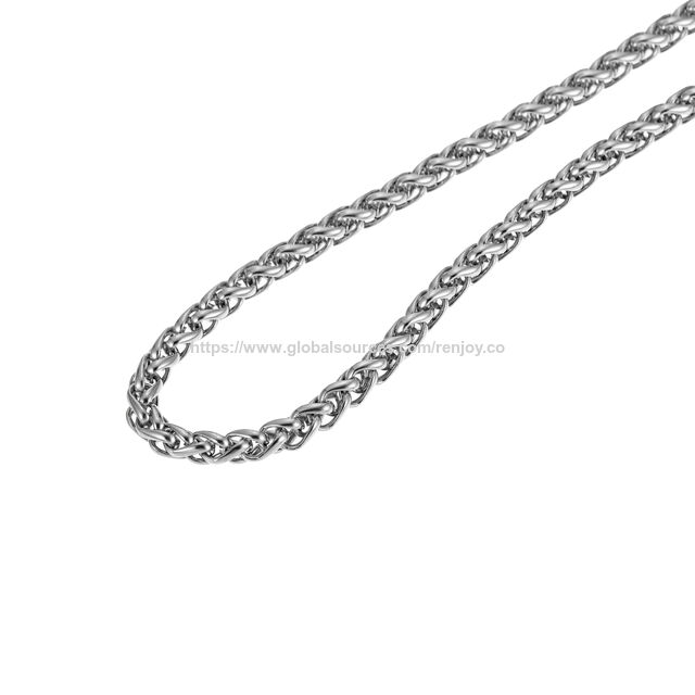 Cadenas de Trigo para Hombre y Mujer, 2/2.5/3/4/5 mm Tono Plateado/Chapado en Oro de 14K/Cadena de Collar Negra, Collar de Acero Inoxidable para Hombre