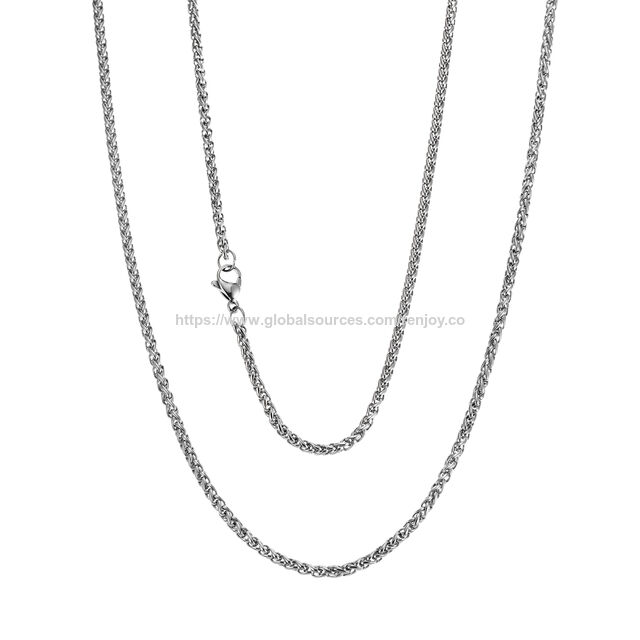 Cadenas de Trigo para Hombre y Mujer, 2/2.5/3/4/5 mm Tono Plateado/Chapado en Oro de 14K/Cadena de Collar Negra, Collar de Acero Inoxidable para Hombre