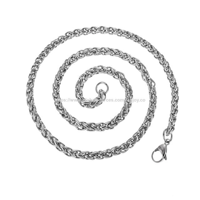 Cadenas de Trigo para Hombre y Mujer, 2/2.5/3/4/5 mm Tono Plateado/Chapado en Oro de 14K/Cadena de Collar Negra, Collar de Acero Inoxidable para Hombre