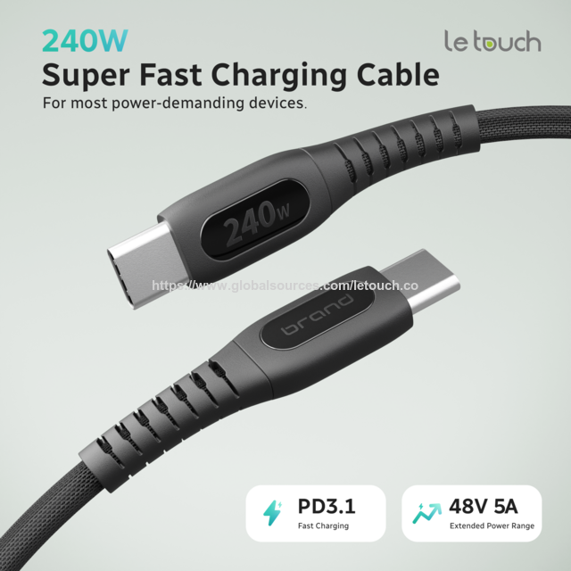 240W USB-C Fast Charging Cable by Le Touch, High-Speed Power Cord for Laptops, Phones and Power-Hungry Devices