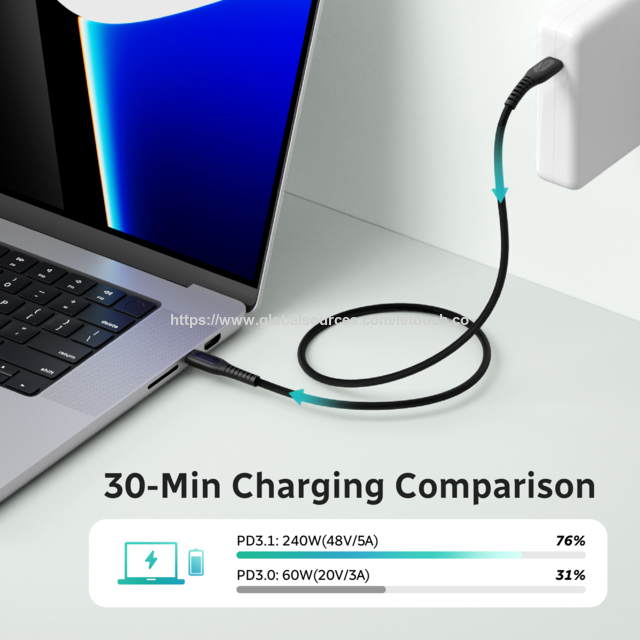 240W USB-C Fast Charging Cable by Le Touch, High-Speed Power Cord for Laptops, Phones and Power-Hungry Devices