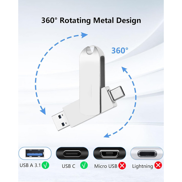 Clé USB 2 en 1 pour téléphones Android, Clé USB Pendrive de 16 Go à 512 Go