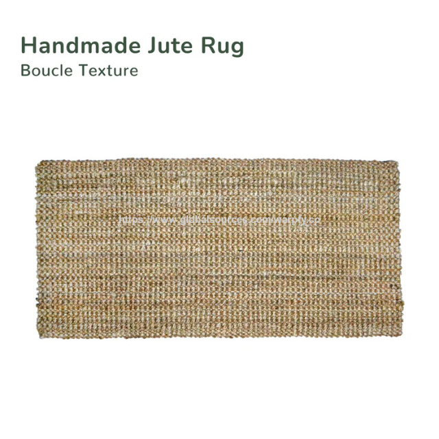 Tapis en jute durable personnalisé à prix usine, mélange jute-coton rayé 2' x 4', Vert/Marron pour entrée de cuisine, fabrication ODM/OEM