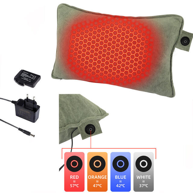 Cojín Térmico USB de Terciopelo Suave Savior Green con 3 Niveles de Temperatura - Almohada Eléctrica Personalizable con Batería