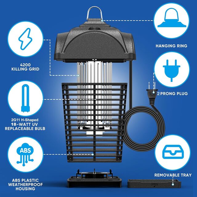 Lámpara antimosquitos para exteriores con sensor de luz crepuscular a amanecer, repelente de moscas a prueba de agua, matamosquitos eléctrico para jardín OEM/ODM