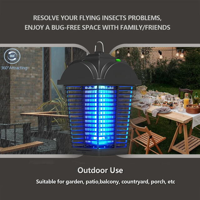 Lámpara antimosquitos para exteriores con sensor de luz crepuscular a amanecer, repelente de moscas a prueba de agua, matamosquitos eléctrico para jardín OEM/ODM