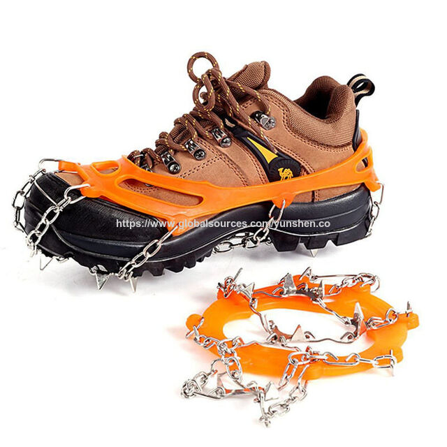 Venta al por mayor de fábrica para exteriores, 10 dientes, pinza de hielo de acero, clavo para zapatos, antideslizante para senderismo, clavo para nieve, férula, cadena, silicona antideslizante para hielo