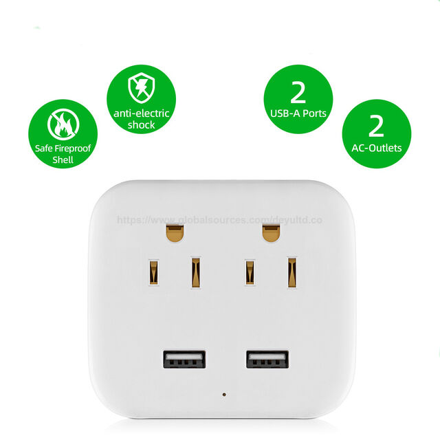 Universal-Reiseadapter mit zwei USB-Anschlüssen, UK EU US AUS Steckeradapter, Überspannungsschutz-Steckdosenleiste - Bestseller
