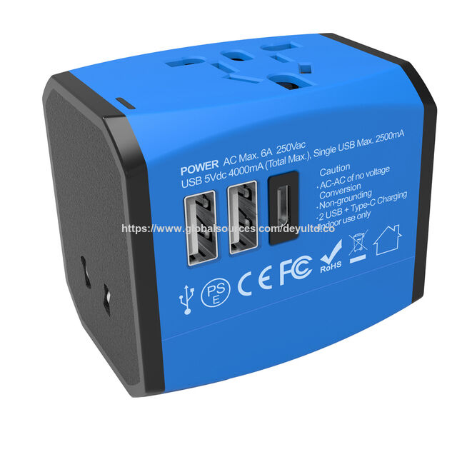 Modischer Universaladapter AUS US EU UK EUSocket Weltreiseadapter mit 2 USB 1 Typ C Konvertierungsstecker Multi Reiseladegerät