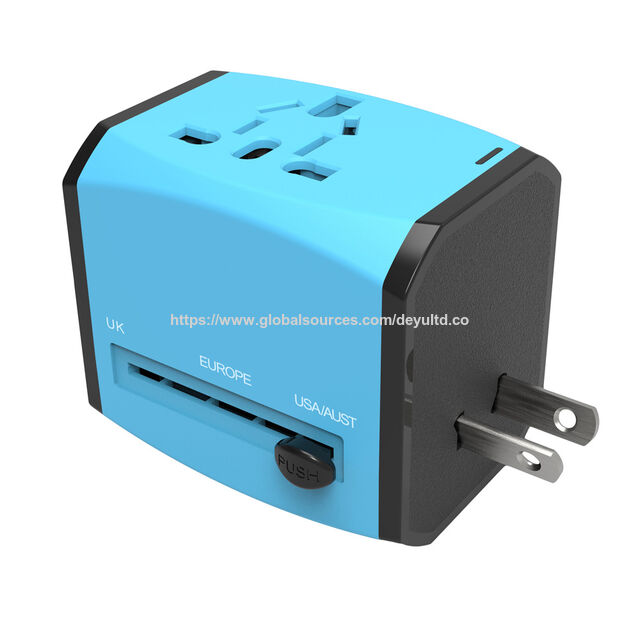 Modischer Universaladapter AUS US EU UK EUSocket Weltreiseadapter mit 2 USB 1 Typ C Konvertierungsstecker Multi Reiseladegerät