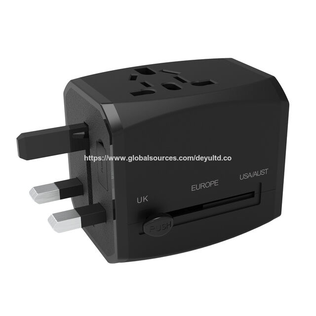 Modischer Universaladapter AUS US EU UK EUSocket Weltreiseadapter mit 2 USB 1 Typ C Konvertierungsstecker Multi Reiseladegerät