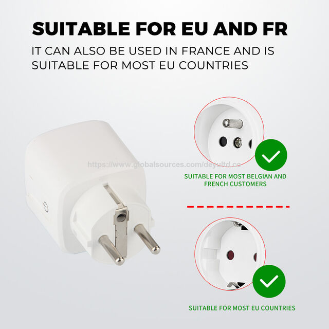 Adaptador Inteligente Tomada WiFi 16A 220V Controle Remoto APP Graffiti Comando de Voz Temporizador Plugue Inteligente Padrão Europeu