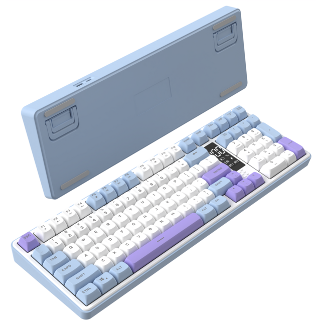 Clavier sans fil 2.4G / Clavier Bluetooth / Clavier à membrane filaire (90%~98%) RGB rétroéclairé avec écran et fonction mute pour bureau