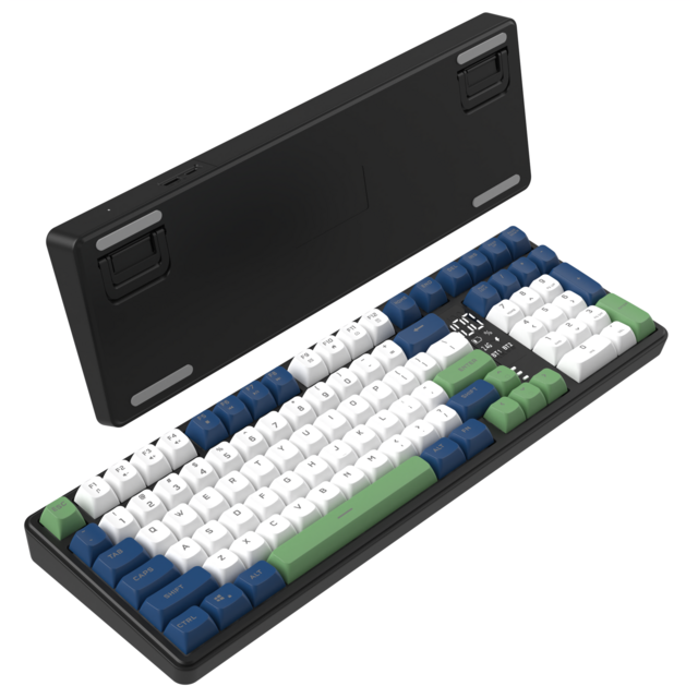 Clavier sans fil 2.4G / Clavier Bluetooth / Clavier à membrane filaire (90%~98%) RGB rétroéclairé avec écran et fonction mute pour bureau