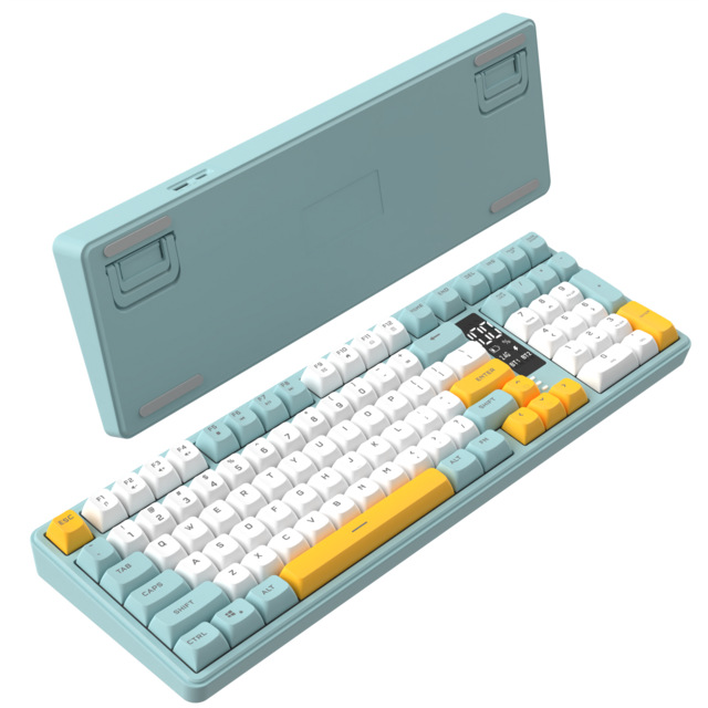 Clavier sans fil 2.4G / Clavier Bluetooth / Clavier à membrane filaire (90%~98%) RGB rétroéclairé avec écran et fonction mute pour bureau