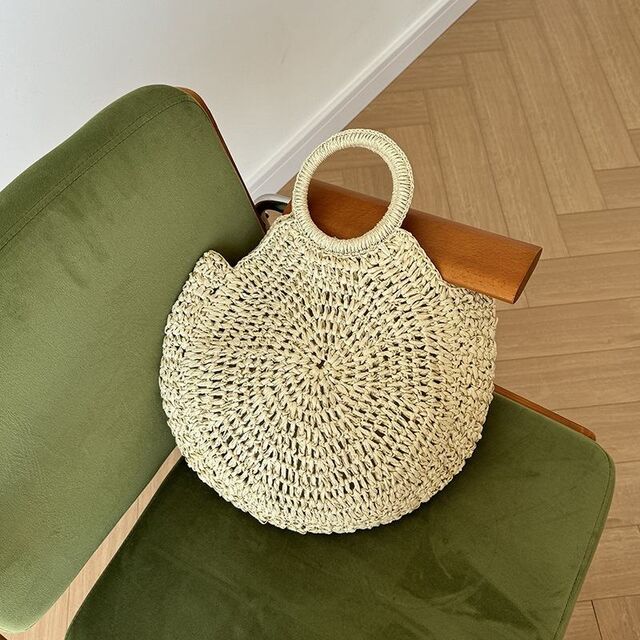 Vente en gros transfrontalière de sac de paille d'été de style rétro avec fermeture ouverte, nouveau, simple, de couleur pure, tissé pour les saisons d'été, d'hiver et d'automne