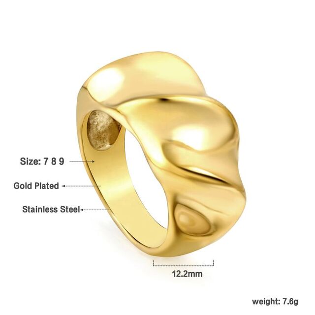 JD GEMS Großhandel 6/8mm handgefertigter zierlicher Schmuck Großhandel Wasserdichte 18k vergoldete klobige Croissant Twisted Dome Ringe