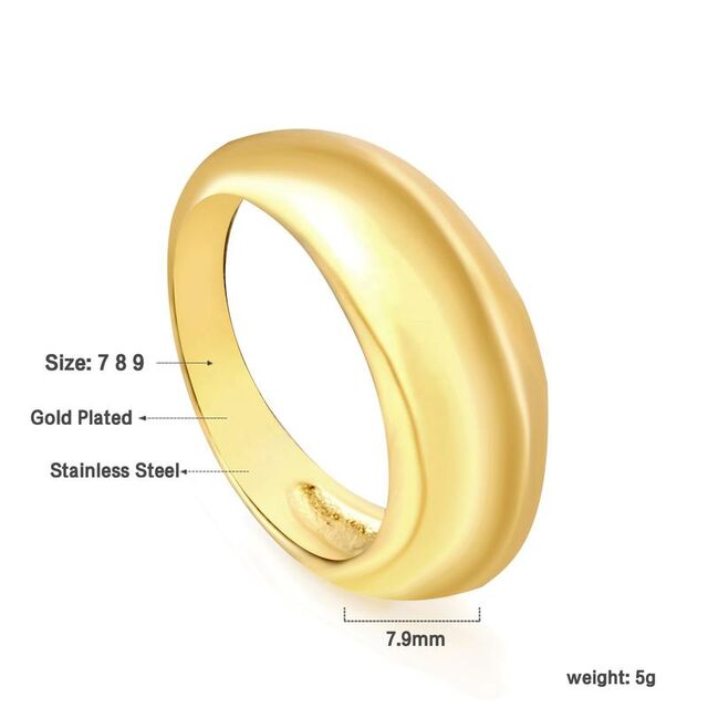 JD GEMS Großhandel 6/8mm handgefertigter zierlicher Schmuck Großhandel Wasserdichte 18k vergoldete klobige Croissant Twisted Dome Ringe