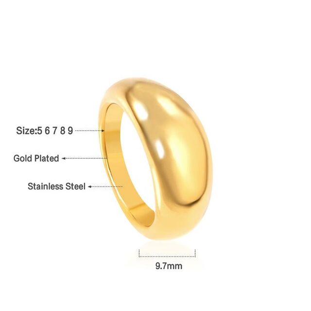 JD GEMS Großhandel 6/8mm handgefertigter zierlicher Schmuck Großhandel Wasserdichte 18k vergoldete klobige Croissant Twisted Dome Ringe